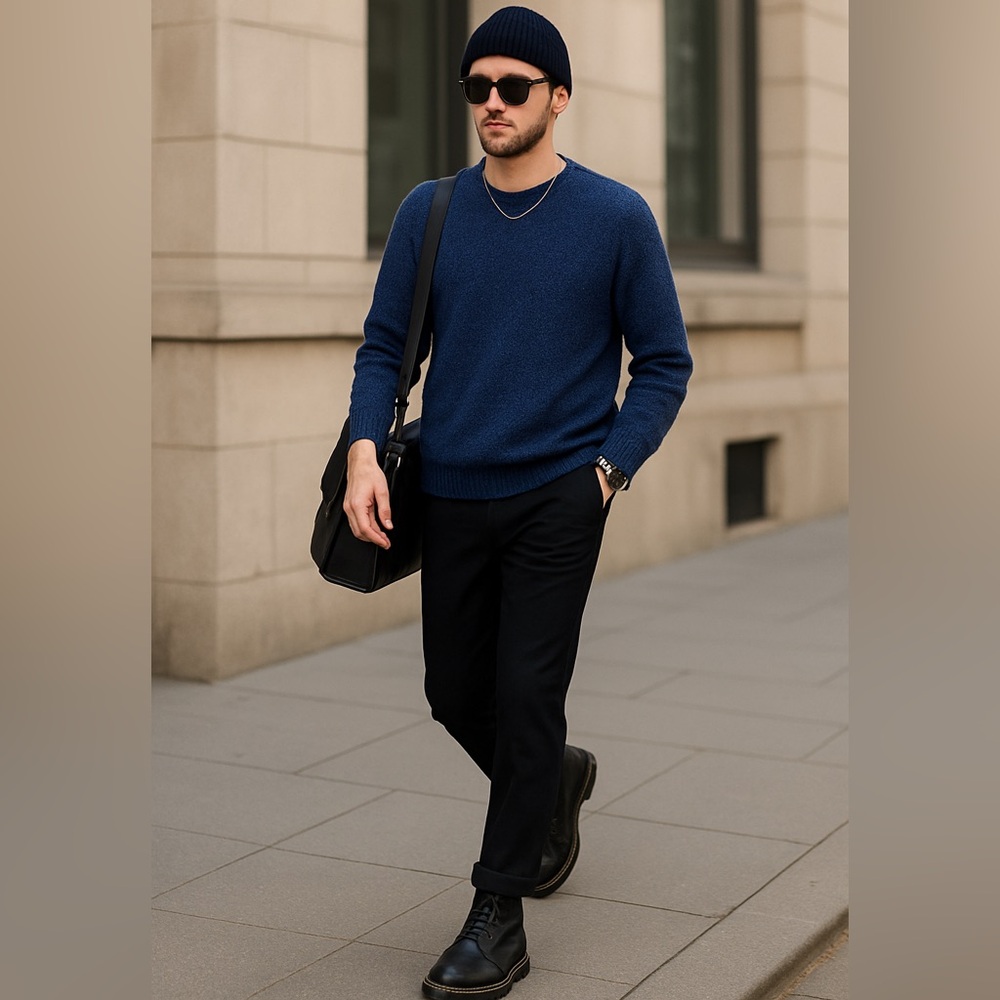 BNWT 100% Cotton Men’s Blue Knit Sweater